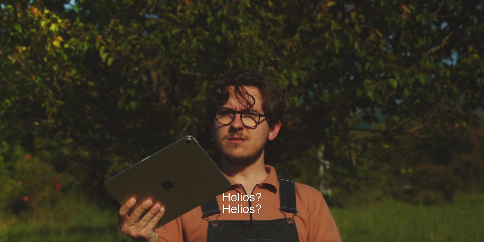 Pedro Almendro holding a tablet in the Feel Inc. short film Why Not Before